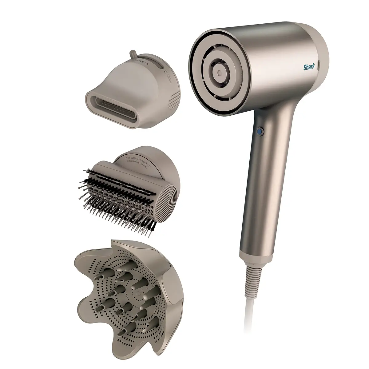 Shark Hd120brn Blow Dryer Hyperair Fast-Drying Iq 2-In-1 Concentrator Styling Brush Curl-Defining Deep Diffuser (Refurbished) 1