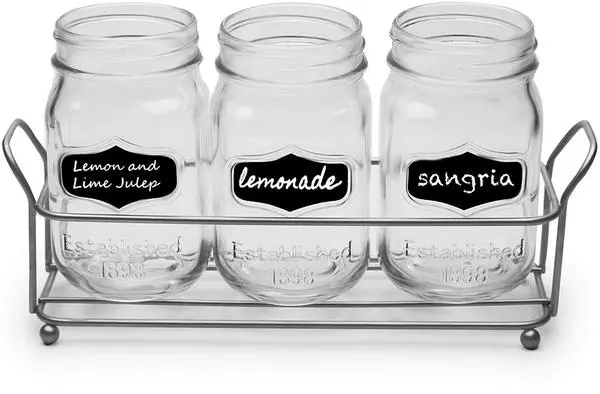 Circleware Trio Grand 4-Piece Cutlery Caddy W/ Mason Jars And Chalk 1