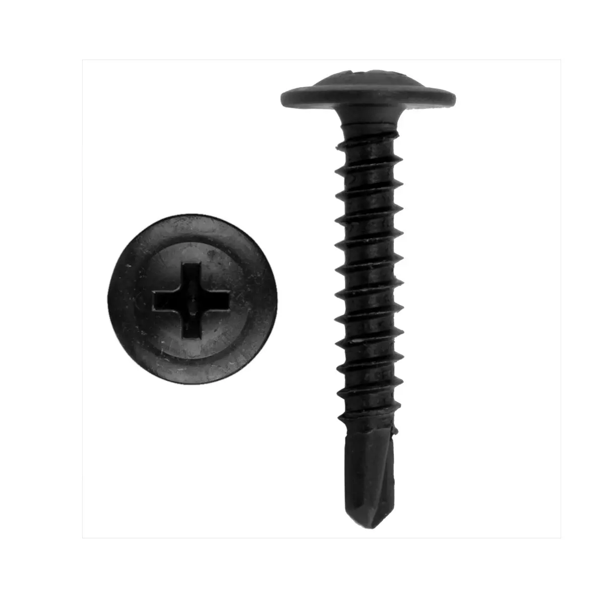 Black Phosphate Phillips Wafer Head #8 Self Tapping/Drilling Screws 1" Inch (100 Pack) 1