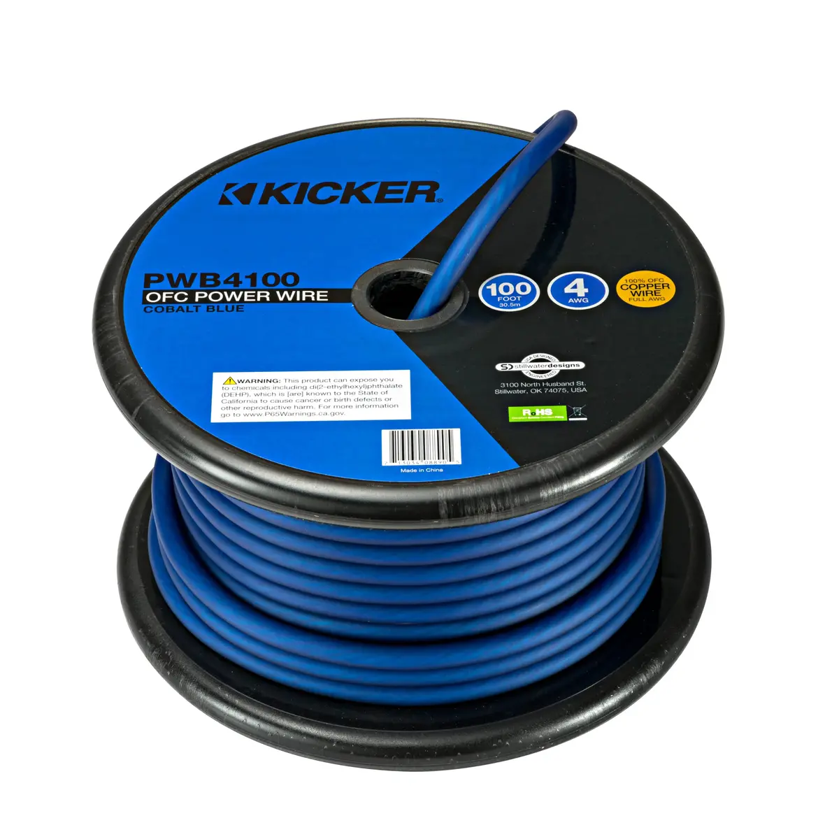 Kicker 4 Awg 100Ft Ofc Power Ground Wire Full Copper Hyper Flex Cable, Cobalt Blue 1