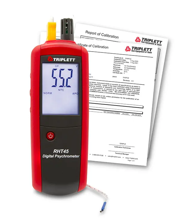 Digital Psychrometer With Type K - Measures Air Temperature, Relative Humidity, Wet Bulb, & Dew Point (Rht45) 2