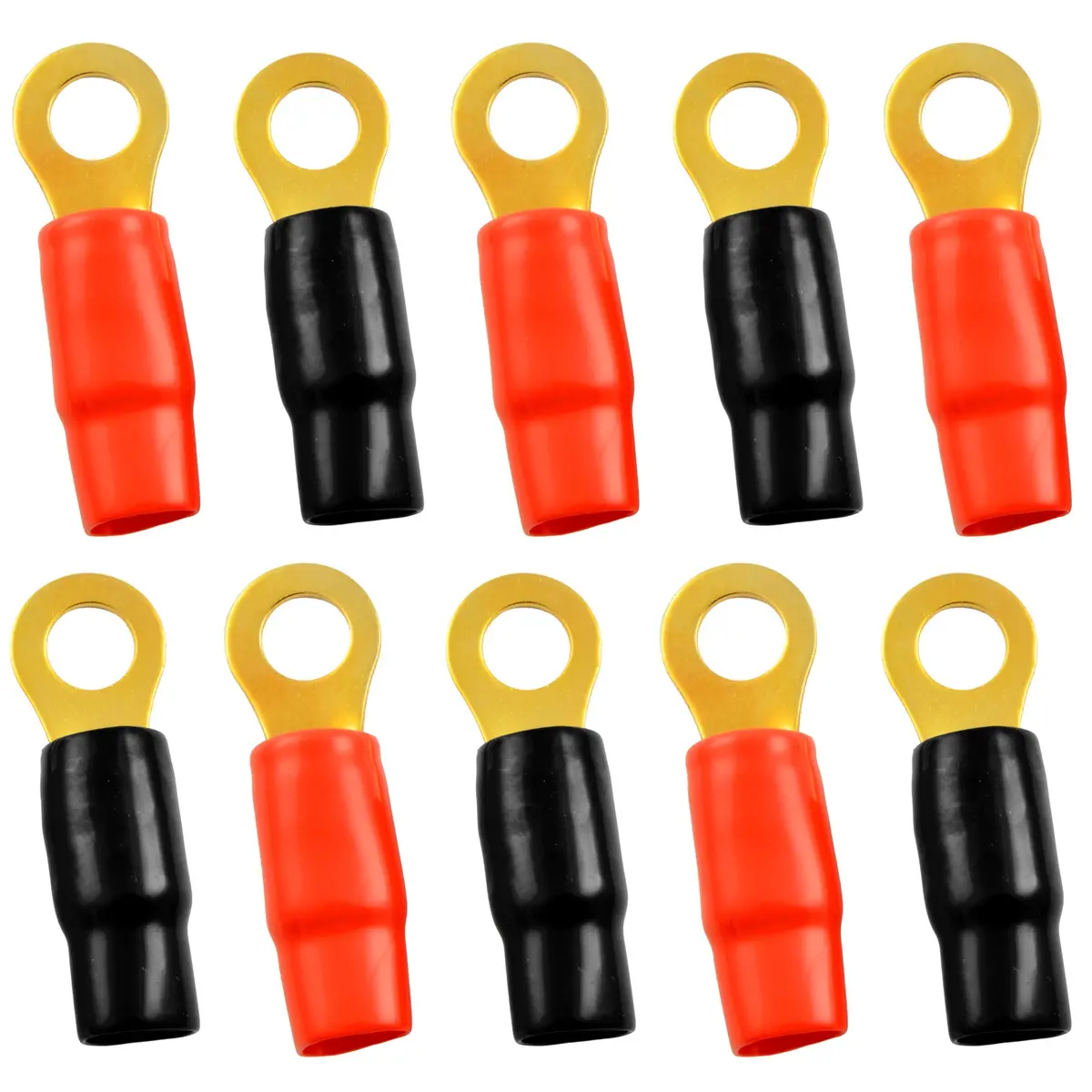 High Quality Gold Plated 1/0 Gauge 1/2" Ring Terminal (10/Pack) 1