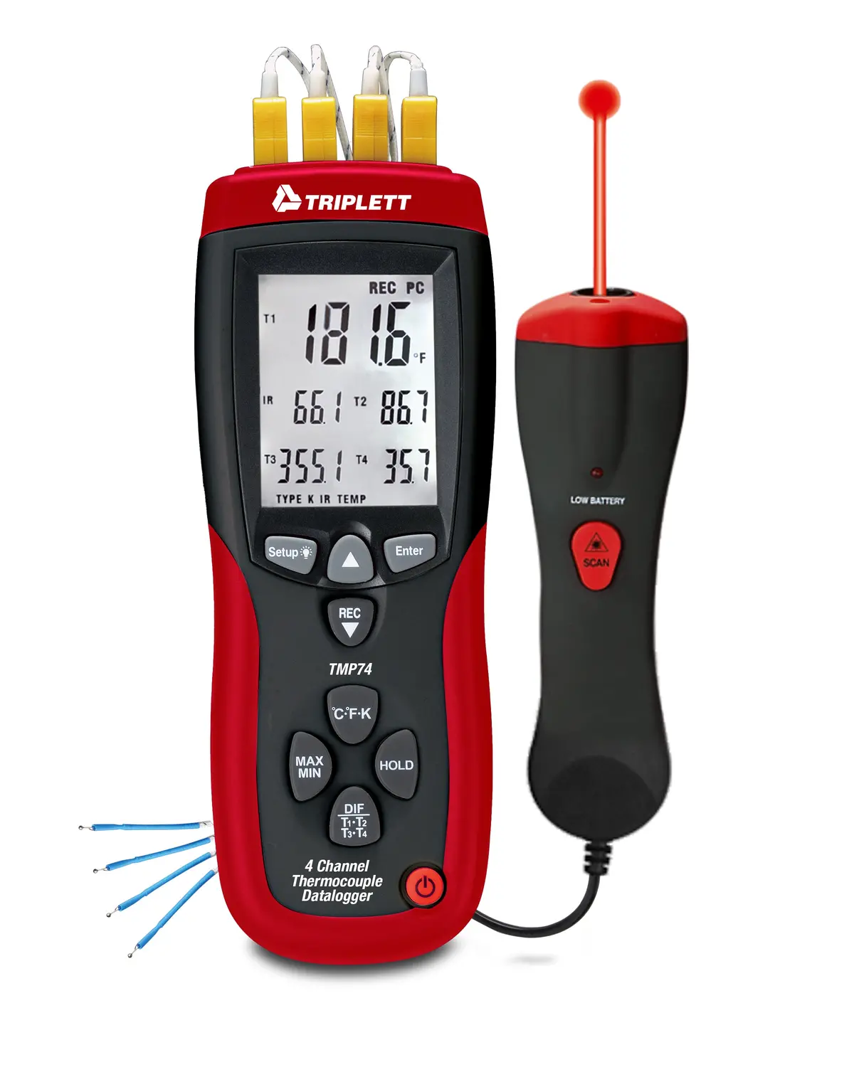 4 Channel Thermocouple Datalogger Plus Ir Thermometer - (Tmp74) 1