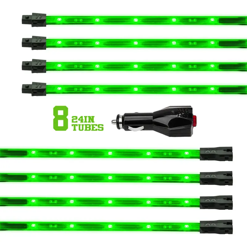 Xk Glow Tube Green Led Underglow Kit – 8" × 24", Single-Color Accent Lighting For Cars & Trucks 1
