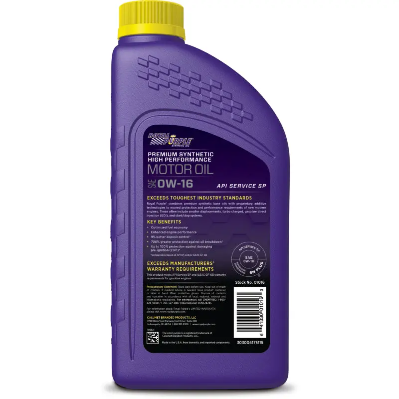Royal Purple 0W-16 Ultra-Low Viscosity High-Performance Motor Oil – 1 Quart 1