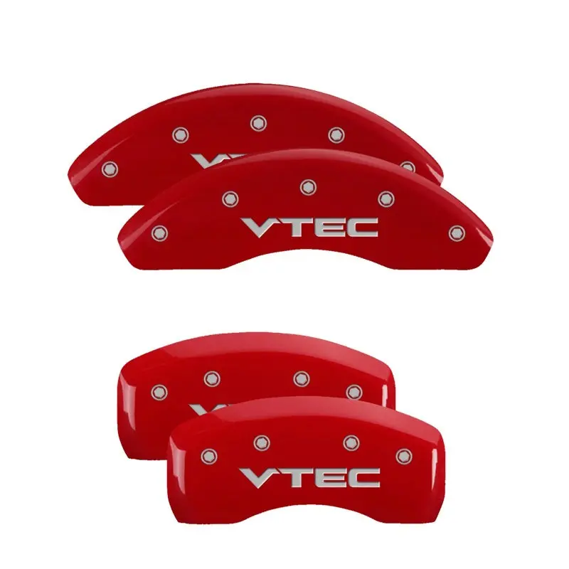 Mgp Engraved 4-Piston Caliper Covers – Front And Rear, I-Vtec Red Finish With Silver Chrome Accents 1