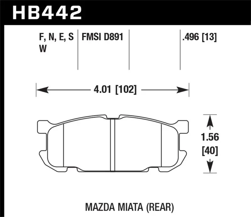 Hawk Rear Brake Pads (Er-1) For 2001–2003 Mazda Miata 1.8L Base Model 1
